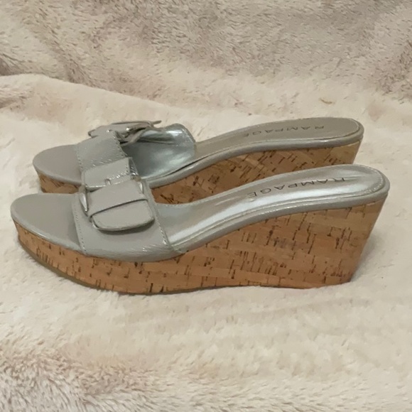 Rampage Talia Women’s Slide Sandals with Cork heel, Taupe, Size 8, Adjustable - Picture 1 of 8